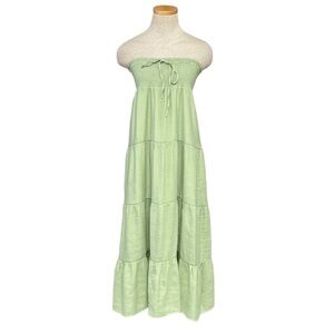 Love Tree Dress Womens Large Green NWT Cute Panel Strapless Maxi Smocked Boho
